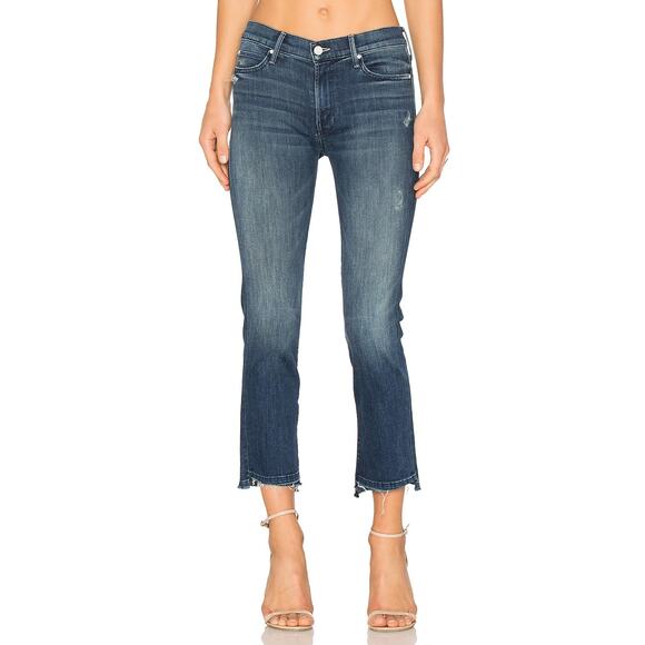 MOTHER The Rascal Ankle Step Fray Jeans Women’s 26 Dark Graffiti Raw Hem - Picture 2 of 15